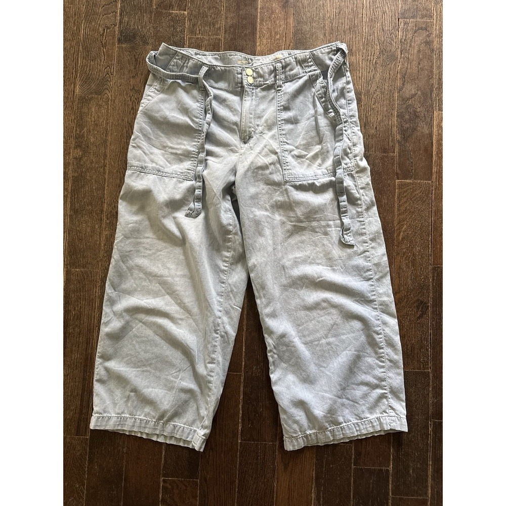 Seven 7 Jeans Womens 12 Blue Wide Leg Cropped‎ High Rise Denim Boho Lightweight